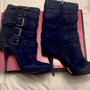Suede high heel ankle boots